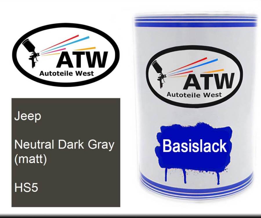 Jeep, Neutral Dark Gray (matt), HS5: 500ml Lackdose, von ATW Autoteile West.